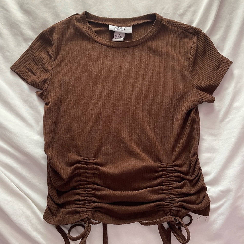brown crop top with strings